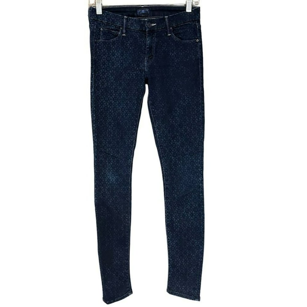 Mother The Looker Foulard‎ Me Once Pattern Dark Wash Skinny Jeans Womens 26